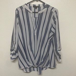 Blue and white long sleeve stripped blouse